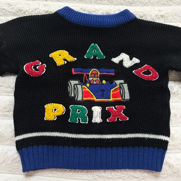 Vintage Electric Kids Black & Primary Color Kit Grand Prix Racing Sweater - Picture 4 of 4